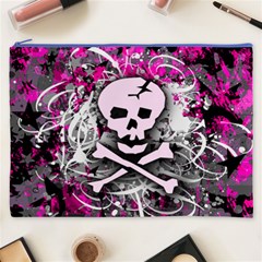 Pink Skull Splatter Cosmetic Bag (XXXL) from ArtsNow.com Front