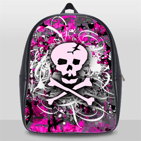 Pink Skull Splatter School Bag (XL) from ArtsNow.com Front