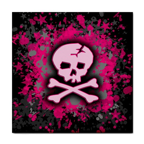 Pink Skull Star Splatter Tile Coaster from ArtsNow.com Front