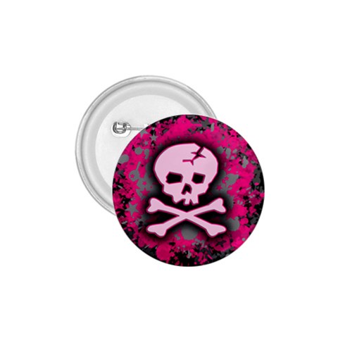 Pink Skull Star Splatter 1.75  Button from ArtsNow.com Front