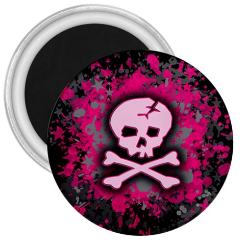 Pink Skull Star Splatter 3  Magnet from ArtsNow.com Front