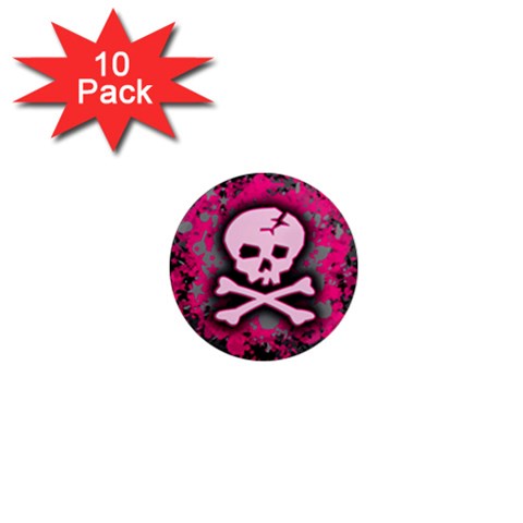 Pink Skull Star Splatter 1  Mini Magnet (10 pack)  from ArtsNow.com Front