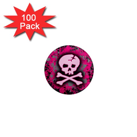 Pink Skull Star Splatter 1  Mini Magnet (100 pack)  from ArtsNow.com Front