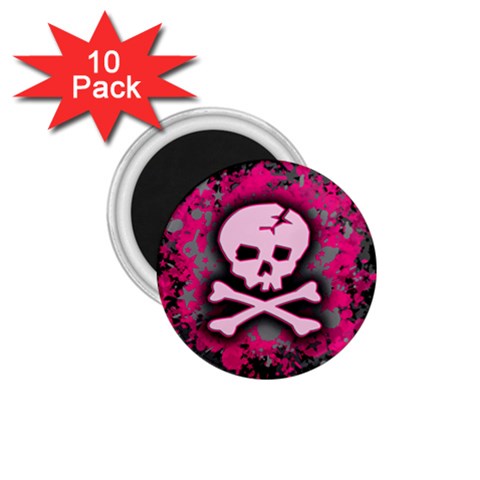 Pink Skull Star Splatter 1.75  Magnet (10 pack)  from ArtsNow.com Front