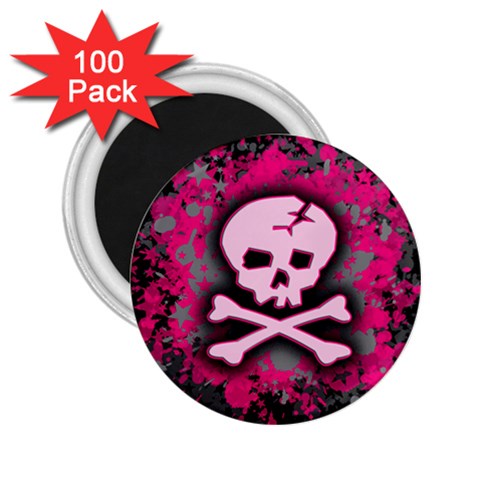 Pink Skull Star Splatter 2.25  Magnet (100 pack)  from ArtsNow.com Front