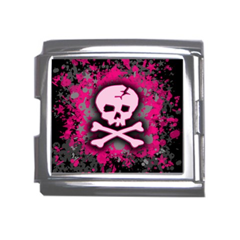 Pink Skull Star Splatter Mega Link Italian Charm (18mm) from ArtsNow.com Front