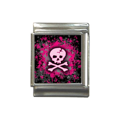 Pink Skull Star Splatter Italian Charm (13mm) from ArtsNow.com Front