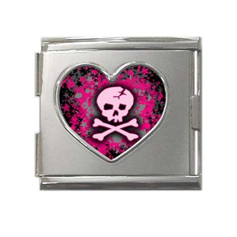 Pink Skull Star Splatter Mega Link Heart Italian Charm (18mm) from ArtsNow.com Front