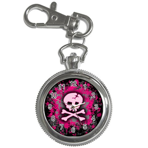 Pink Skull Star Splatter Key Chain Watch from ArtsNow.com Front