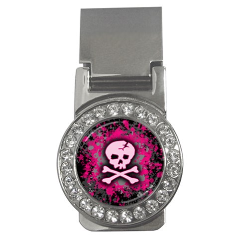 Pink Skull Star Splatter Money Clip (CZ) from ArtsNow.com Front