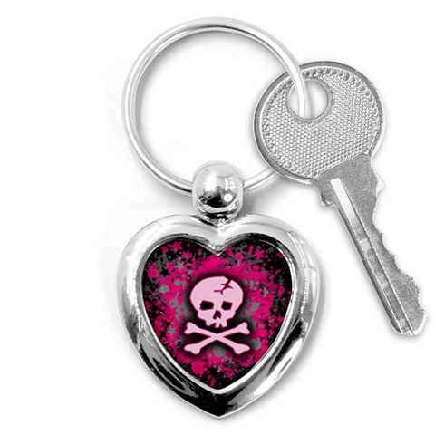 Pink Skull Star Splatter Key Chain (Heart) from ArtsNow.com Front