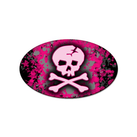 Pink Skull Star Splatter Sticker (Oval) from ArtsNow.com Front