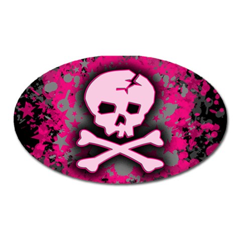 Pink Skull Star Splatter Magnet (Oval) from ArtsNow.com Front