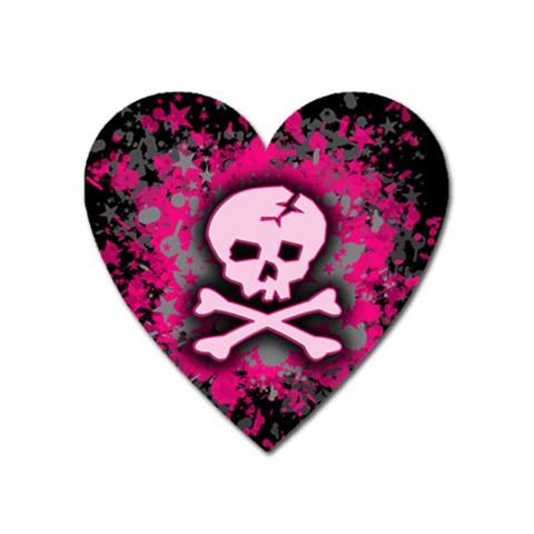 Pink Skull Star Splatter Magnet (Heart) from ArtsNow.com Front