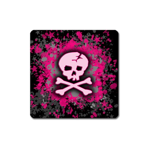 Pink Skull Star Splatter Magnet (Square) from ArtsNow.com Front