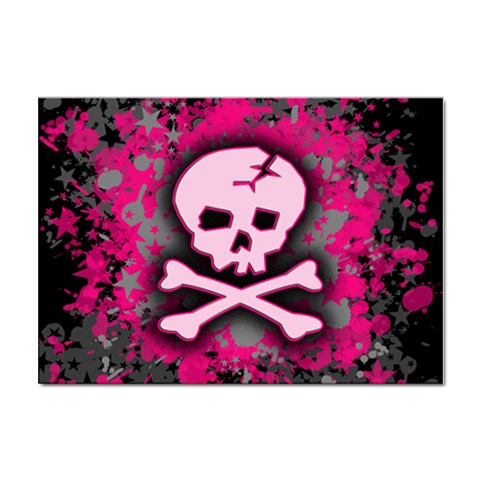 Pink Skull Star Splatter Sticker A4 (10 pack) from ArtsNow.com Front