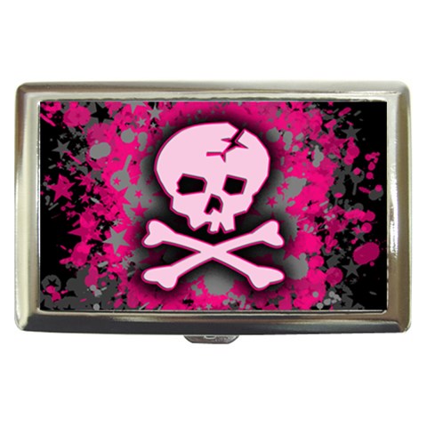 Pink Skull Star Splatter Cigarette Money Case from ArtsNow.com Front