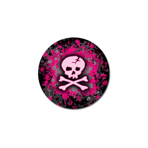 Pink Skull Star Splatter Golf Ball Marker from ArtsNow.com Front