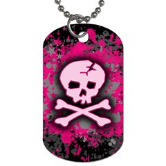 Pink Skull Star Splatter Dog Tag (Two Sides) from ArtsNow.com Front