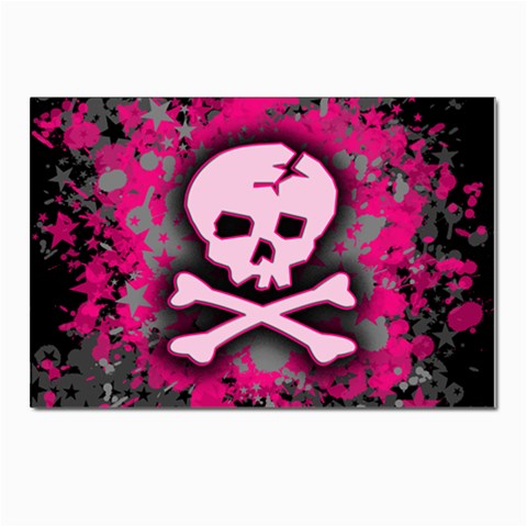 Pink Skull Star Splatter Postcard 4 x 6  (Pkg of 10) from ArtsNow.com Front