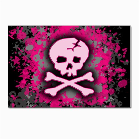 Pink Skull Star Splatter Postcards 5  x 7  (Pkg of 10) from ArtsNow.com Front