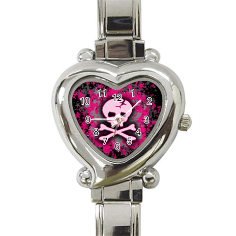 Pink Skull Star Splatter Heart Italian Charm Watch from ArtsNow.com Front