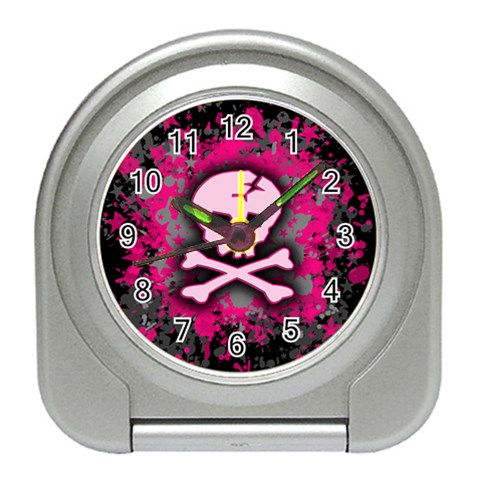 Pink Skull Star Splatter Travel Alarm Clock from ArtsNow.com Front