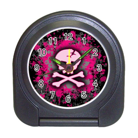 Pink Skull Star Splatter Travel Alarm Clock from ArtsNow.com Front