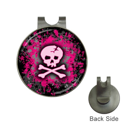 Pink Skull Star Splatter Golf Ball Marker Hat Clip from ArtsNow.com Front