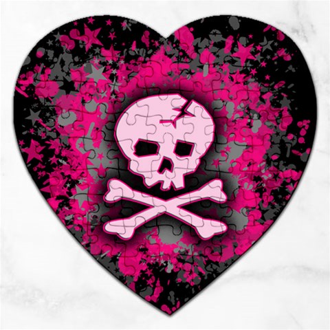 Pink Skull Star Splatter Jigsaw Puzzle (Heart) from ArtsNow.com Front