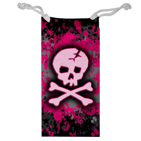 Pink Skull Star Splatter Jewelry Bag from ArtsNow.com Front