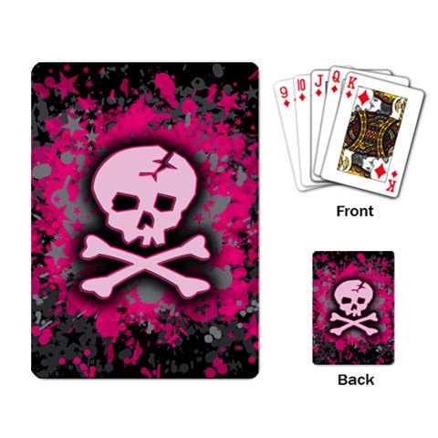 Pink Skull Star Splatter Playing Cards Single Design from ArtsNow.com Back