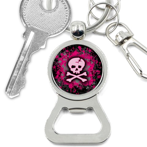 Pink Skull Star Splatter Bottle Opener Key Chain from ArtsNow.com Front