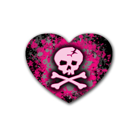 Pink Skull Star Splatter Heart Coaster (4 pack) from ArtsNow.com Front