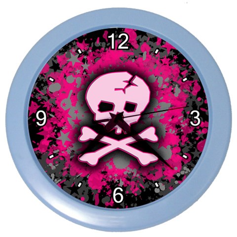 Pink Skull Star Splatter Color Wall Clock from ArtsNow.com Front