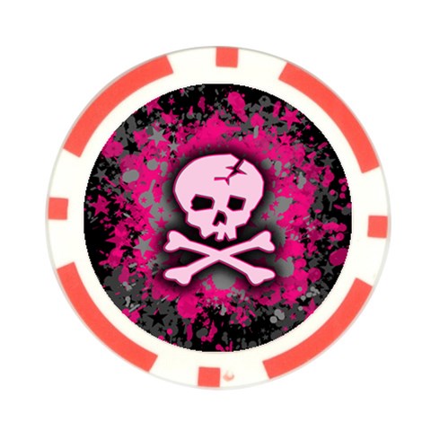 Pink Skull Star Splatter Poker Chip Card Guard from ArtsNow.com Front