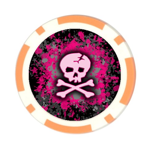 Pink Skull Star Splatter Poker Chip Card Guard from ArtsNow.com Front