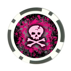 Pink Skull Star Splatter Poker Chip Card Guard from ArtsNow.com Front