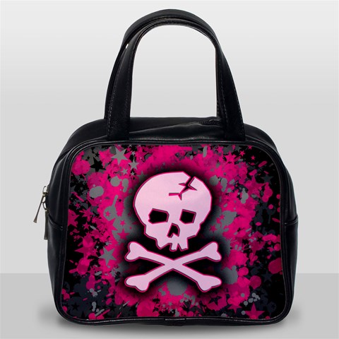 Pink Skull Star Splatter Classic Handbag (One Side) from ArtsNow.com Front