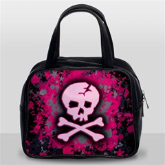 Pink Skull Star Splatter Classic Handbag (Two Sides) from ArtsNow.com Front