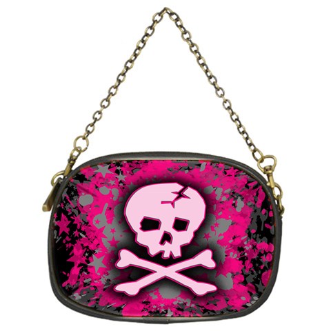 Pink Skull Star Splatter Chain Purse (One Side) from ArtsNow.com Front