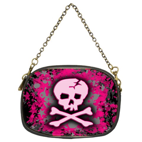 Pink Skull Star Splatter Chain Purse (Two Sides) from ArtsNow.com Front