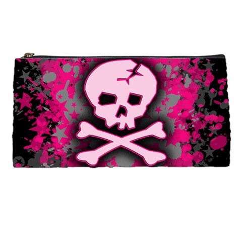 Pink Skull Star Splatter Pencil Case from ArtsNow.com Front