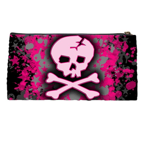 Pink Skull Star Splatter Pencil Case from ArtsNow.com Back