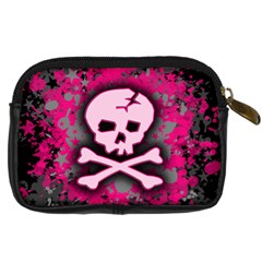 Pink Skull Star Splatter Digital Camera Leather Case from ArtsNow.com Back