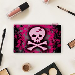 Pink Skull Star Splatter Cosmetic Bag (Small) from ArtsNow.com Back