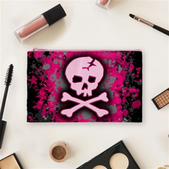 Pink Skull Star Splatter Cosmetic Bag (Medium) from ArtsNow.com Front