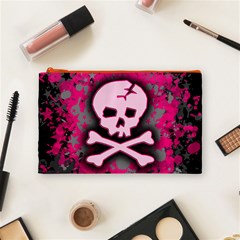 Pink Skull Star Splatter Cosmetic Bag (Medium) from ArtsNow.com Front