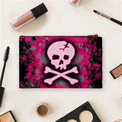 Pink Skull Star Splatter Cosmetic Bag (Medium) from ArtsNow.com Back