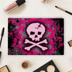 Pink Skull Star Splatter Cosmetic Bag (Large) from ArtsNow.com Back